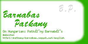 barnabas patkany business card